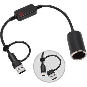 USB to Cigarette Lighter Adapter, 35cm Cable, USB A & C Input 5V, 12V Car Cigarette Lighter Socket Output, Power Converter for Dash Cam, GPS, LED Lights& More in Saudi Arabia