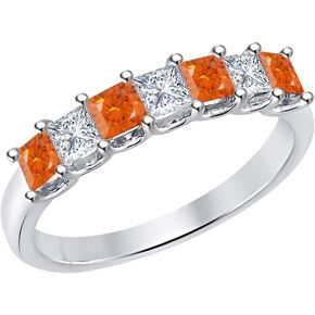 Princess Cut Gemstone Half Eternity 14k White Gold Plated Wedding 7-Stone Band Ring for Women in Kuwait