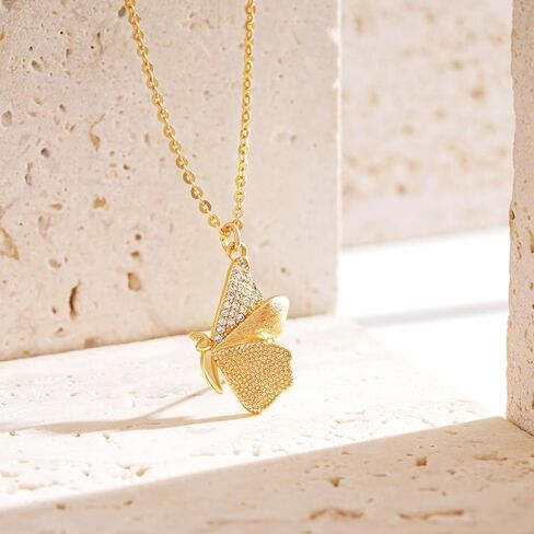 Dainty Gold Necklace for Women Butterfly Stars Snake Pendant Necklaces with Cubic Zirconia, 14K Gold Plated Delicate Jewelry in Saudi Arabia