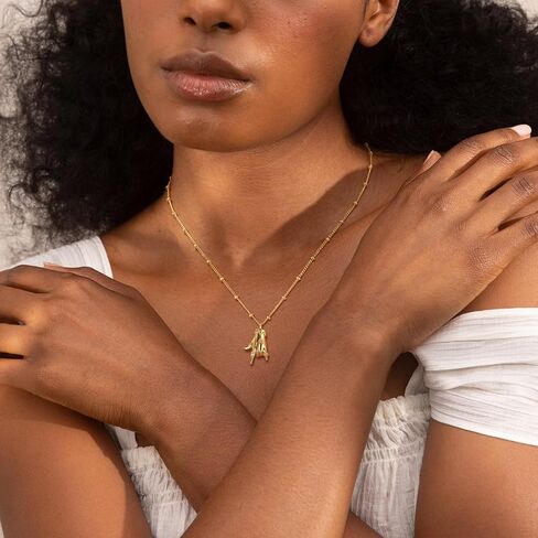 MEVECCO Gold Necklace for Women 18k Gold Plated Gesture Charm Pendant Necklace Handmade Jewelry for Valentine's Day Birthday Gifts in Saudi Arabia