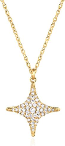 Dainty Gold Necklace for Women Butterfly Stars Snake Pendant Necklaces with Cubic Zirconia, 14K Gold Plated Delicate Jewelry in Saudi Arabia