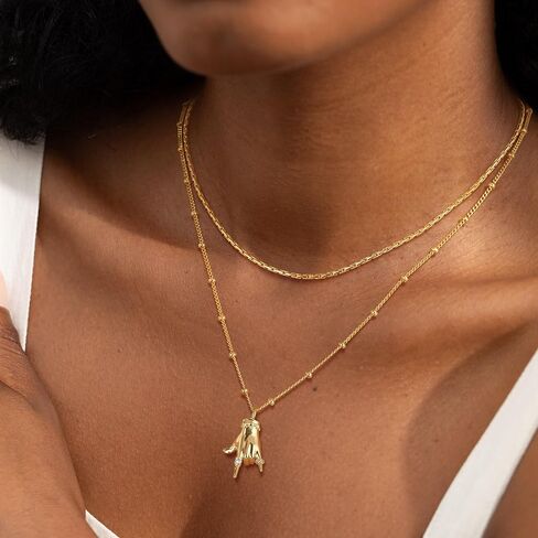 MEVECCO Gold Necklace for Women 18k Gold Plated Gesture Charm Pendant Necklace Handmade Jewelry for Valentine's Day Birthday Gifts in Saudi Arabia
