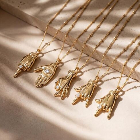 MEVECCO Gold Necklace for Women 18k Gold Plated Gesture Charm Pendant Necklace Handmade Jewelry for Valentine's Day Birthday Gifts in Saudi Arabia