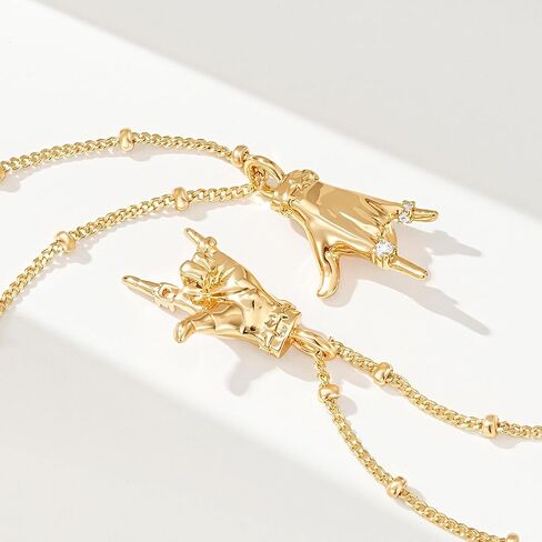 MEVECCO Gold Necklace for Women 18k Gold Plated Gesture Charm Pendant Necklace Handmade Jewelry for Valentine's Day Birthday Gifts in Saudi Arabia
