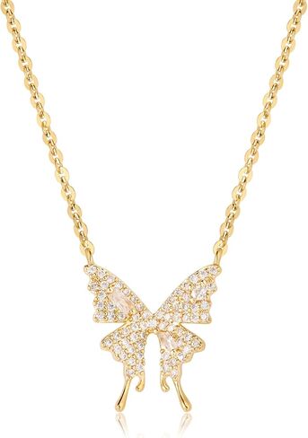 Dainty Gold Necklace for Women Butterfly Stars Snake Pendant Necklaces with Cubic Zirconia, 14K Gold Plated Delicate Jewelry in Saudi Arabia