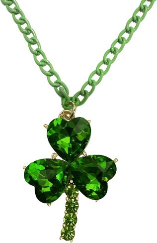 Dtja Big Crystal Clover Leaf Pendant Necklace for Women Luck Shamrock 4-Leaf Flower Adjustable Chain Necklaces Fashion St.Patrick's Day Dress Accessories Holiday Jewelry 19 inch in Saudi Arabia