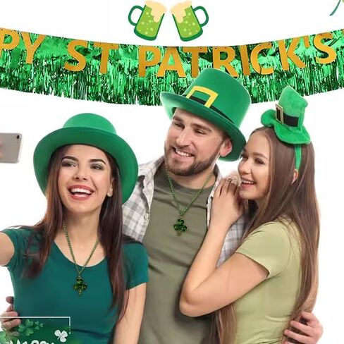 Dtja Big Crystal Clover Leaf Pendant Necklace for Women Luck Shamrock 4-Leaf Flower Adjustable Chain Necklaces Fashion St.Patrick's Day Dress Accessories Holiday Jewelry 19 inch in Saudi Arabia