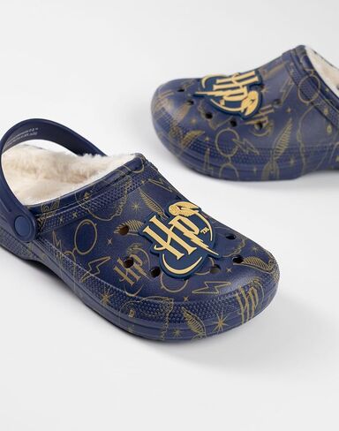 Harry Potter Womens Navy Logo Fur Lined Clogs | Soft Lining for Comfortable Wear | Casual Footwear for Every Day in Saudi Arabia