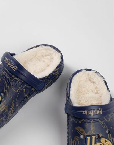 Harry Potter Womens Navy Logo Fur Lined Clogs | Soft Lining for Comfortable Wear | Casual Footwear for Every Day in Saudi Arabia