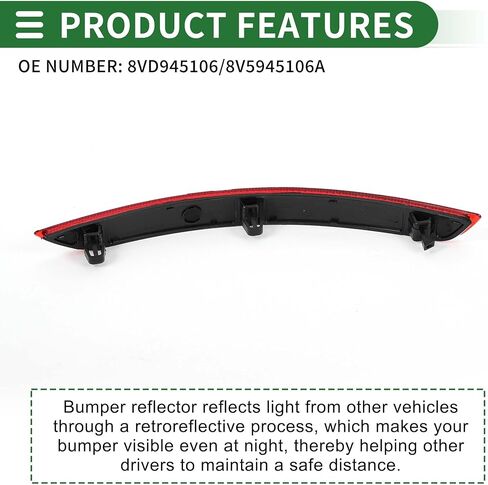Motoforti Bumper Reflector Bumper Reflector Side Marker for Audi A3 2014-2016 Plastic No.8VD945106/8V5945106A Red Durable in Saudi Arabia