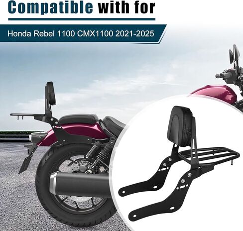 Motorcycle Passenger Backrest Sissy Bar With Back Rest Cushion Pad And Luggage Rack Compatible With For Honda Rebel 1100 1100T DCT CMX1100 2021-2025 in Kuwait