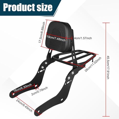 Motorcycle Passenger Backrest Sissy Bar With Back Rest Cushion Pad And Luggage Rack Compatible With For Honda Rebel 1100 1100T DCT CMX1100 2021-2025 in Kuwait