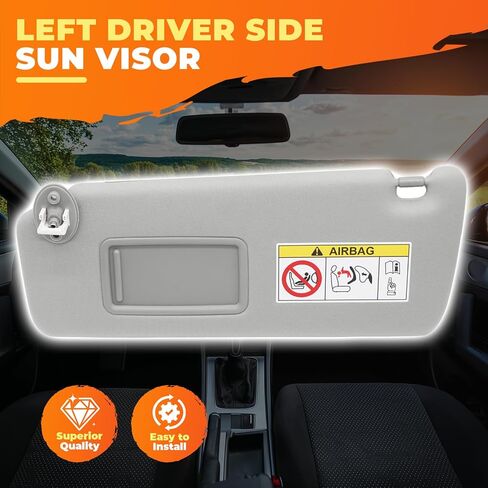 Gray Sun Visor Left Driver Side Compatible with GX460 2010-2023 74320-60D22-A0 Sunshade Front Left Side W/Mirror in Saudi Arabia