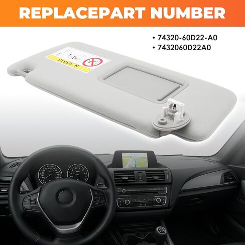 Gray Sun Visor Left Driver Side Compatible with GX460 2010-2023 74320-60D22-A0 Sunshade Front Left Side W/Mirror in Saudi Arabia