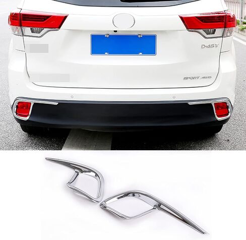 Car Accessories Fit For Toyota Highlander 2015 2016 2017 2018 2019 Rear Fog Light Lamp Cover Trim (Glossy Chrome Style) ABS 2 PCS in Saudi Arabia