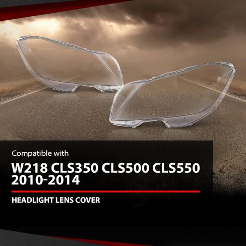 زوج غطاء عدسة المصباح الأمامي متوافق مع Benz CLS W218 CLS350 CLS500 CLS550 2010-2014 غطاء عدسة المصباح الأمامي شفاف in Saudi Arabia