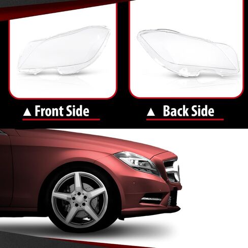 زوج غطاء عدسة المصباح الأمامي متوافق مع Benz CLS W218 CLS350 CLS500 CLS550 2010-2014 غطاء عدسة المصباح الأمامي شفاف in Saudi Arabia
