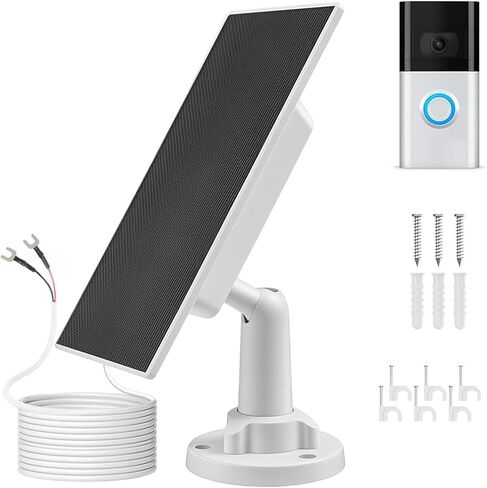 Solar Charger for Ring Doorbell with Built-in Energy Storage – Solar Panel Compatible with Ring Battery Doorbell Pro/ Plus and Video Doorbell 4/ 3 Plus/ 3, Weatherproof Continuous Charging in Saudi Arabia