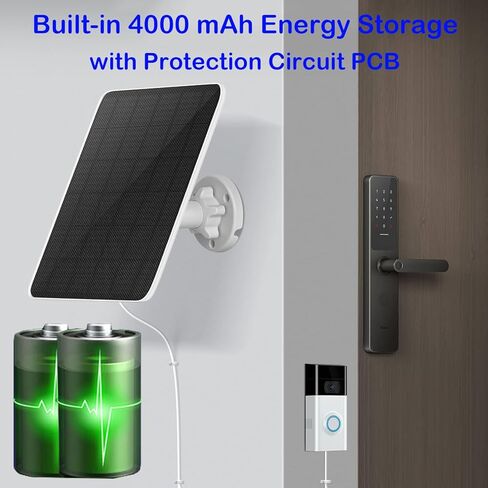 Solar Charger for Ring Doorbell with Built-in Energy Storage – Solar Panel Compatible with Ring Battery Doorbell Pro/ Plus and Video Doorbell 4/ 3 Plus/ 3, Weatherproof Continuous Charging in Saudi Arabia