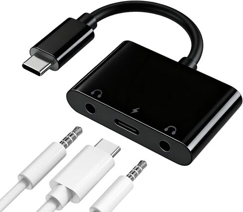 USB C Audio Headphone Adapter, 4 in 1 Type-C to Dual 3.5mm Headphone Audio Splitter, USB C Headphone Jack and USB C Fast Charging Port in Kuwait