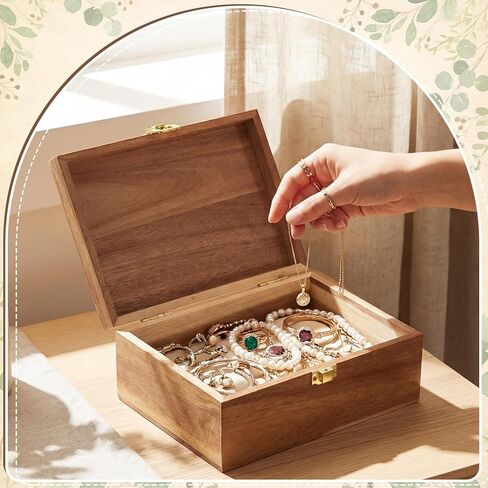 Novabright 3 Pack Wooden Keepsake Box, 3 Size Handmade Decorative Treasure Chest Box, Gift Ideas for Men & Women Jewelry Rings Storage in Saudi Arabia