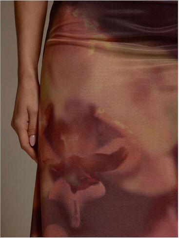 MakeMeChic Women's Floral Midi Skirt Mesh Asymmetrical Low Rise Bodycon Summer Long Skirts Trendy in Saudi Arabia