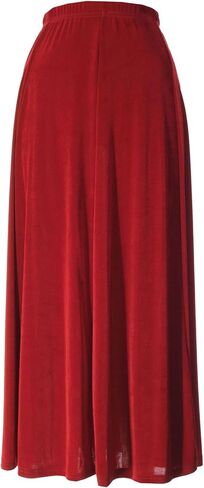 Jostar Women's Button Long Skirt - Plus Size Elastic Waist Non Iron Flowy Flared Dress in Saudi Arabia