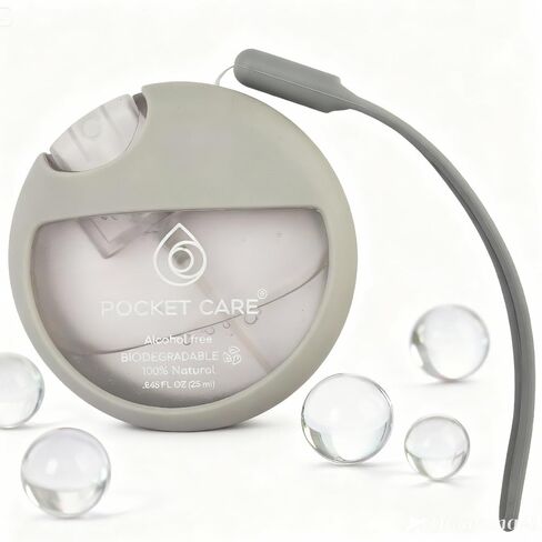 العناية بالجيب | بخاخ معقم لليدين غير معطر مع حزام 25 مل / 8.45 أونصة سائلة - بخاخ لليدين | بخاخ مرطب عضوي | حجم السفر - ملحقات السفر | 100٪ طبيعي in Kuwait