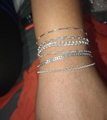 6pcs Silver Bracelets for Women Trendy Dainty Stackable Bracelet Pack Cuban Link Paperclip Chain Fashion Accessories for Women Silver Bracelet Stack Set Adjustable Bracelets no Tarnish in Saudi Arabia