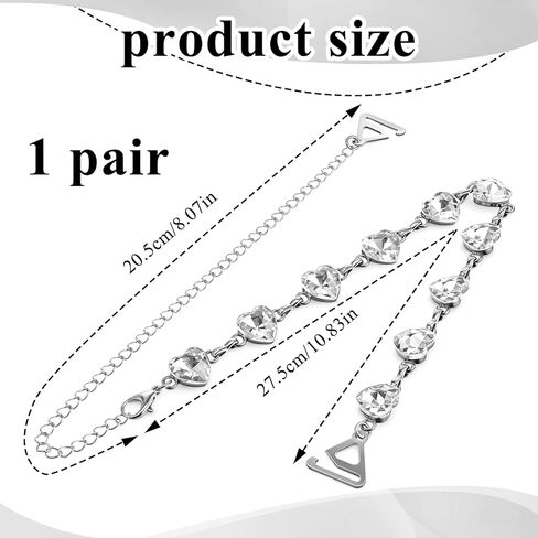 1Pair Rhinestone Bra Straps, Adjustable Heart Crystal Bra Shoulder ChainMetal Non-Slip Lingerie Straps Bridal Wedding Dress Bras Shoulder Chain Replacement for Women Dress Accessories Jewelry in Saudi Arabia