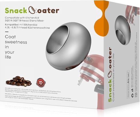 Aieve Snack Coater Compatible with KitchenAid Tilt-Head Stand Mixer Class Series 4.5 qt and Artisan Series 5 qt for Making Chocolate Covered Almonds 160oz/4.73L Capacity (Upgraded Version) in Kuwait