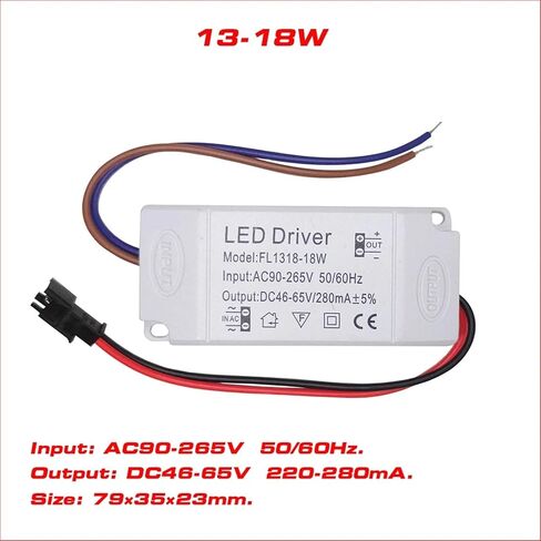 1pcs LED Power Supply 4-7W/8-12W/13-18W 280mA Driver Adapter with AC90-265V Lighting Transformer for LED Panel Light Downlight(13-18W) in Saudi Arabia