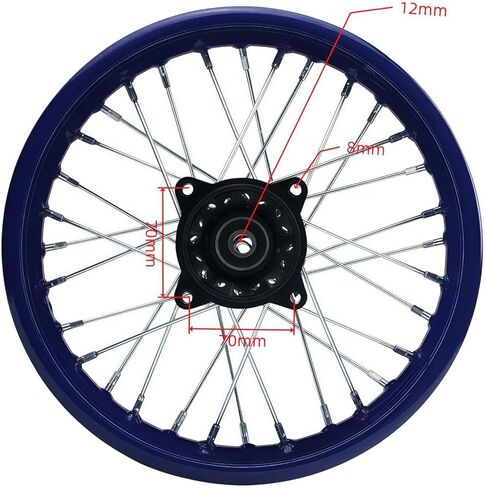 Wheel Rim Hub Compatible for 70CC 90CC 110CC 125CC 140CC 150CC 160CC Off Road Motocross Pit Dirt Rocket Bike (Silver, 80/100-12" 15mm) in Saudi Arabia