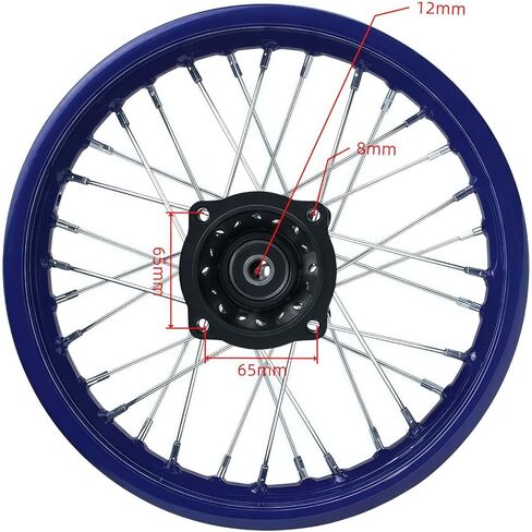 Wheel Rim Hub Compatible for 70CC 90CC 110CC 125CC 140CC 150CC 160CC Off Road Motocross Pit Dirt Rocket Bike (Silver, 80/100-12" 15mm) in Saudi Arabia