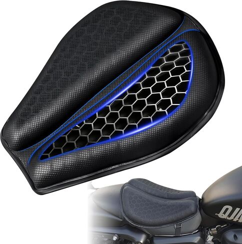 وسادة مقعد جل للدراجات النارية - وسادة تخفيف الضغط الناعمة القابلة للطي مع تصميم مريح للبتلات وهيكل مسامي ثلاثي الأبعاد على شكل قرص العسل، رائع ومريح للرحلات الطويلة (أسود) in Kuwait