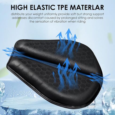 وسادة مقعد جل للدراجات النارية - وسادة تخفيف الضغط الناعمة القابلة للطي مع تصميم مريح للبتلات وهيكل مسامي ثلاثي الأبعاد على شكل قرص العسل، رائع ومريح للرحلات الطويلة (أسود) in Kuwait