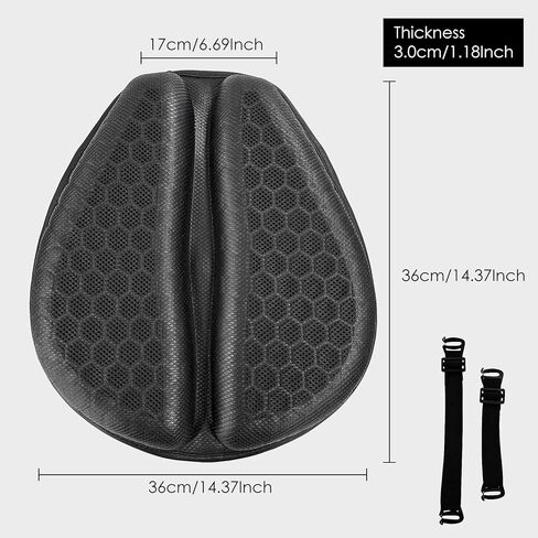 وسادة مقعد جل للدراجات النارية - وسادة تخفيف الضغط الناعمة القابلة للطي مع تصميم مريح للبتلات وهيكل مسامي ثلاثي الأبعاد على شكل قرص العسل، رائع ومريح للرحلات الطويلة (أسود) in Kuwait