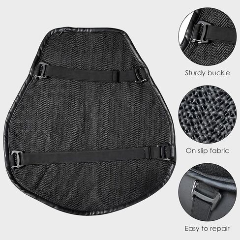 وسادة مقعد جل للدراجات النارية - وسادة تخفيف الضغط الناعمة القابلة للطي مع تصميم مريح للبتلات وهيكل مسامي ثلاثي الأبعاد على شكل قرص العسل، رائع ومريح للرحلات الطويلة (أسود) in Kuwait