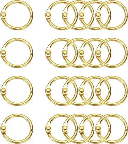 PATIKIL 20Pcs Loose Leaf Binder Rings, 1.5 Inch Metal Open Card Rings Heavy Duty Book Rings for Key Index Card Rings Paper Rings Office, Gold Tone in Saudi Arabia