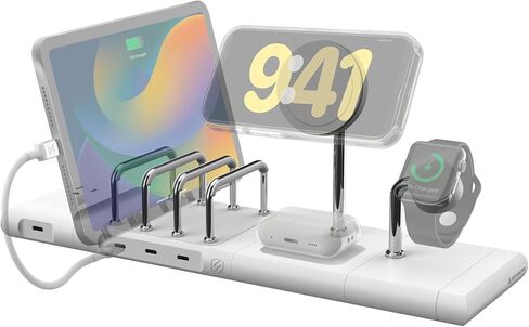 نظام Scosche BL2PEACWT-AP BaseLynx™ 2.0 المعياري، منفذ شاحن USB-C بقدرة 67 وات وملحق مخرج تيار متردد متوافق مع Apple iPhone وiPad وMacBook والمزيد، ومحطة شحن لأجهزة متعددة، أبيض in Kuwait