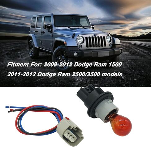 2 Sets Turn Signal Light Socket Holder W/Wiring Harness Lamp Bulb for Dodge Ram1500 2500 3500 2009-2012 Caliber Challenger Dakota Magnum Chrysler 300 Replaced OE 68083021AA in Saudi Arabia