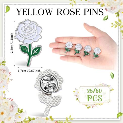 Tondiamo 25 Pcs Rose Enamel Pins Bulk White Flower Lapel Brooch for Valentine's Day Women Men Gifts Clothes Bags Hats in Saudi Arabia