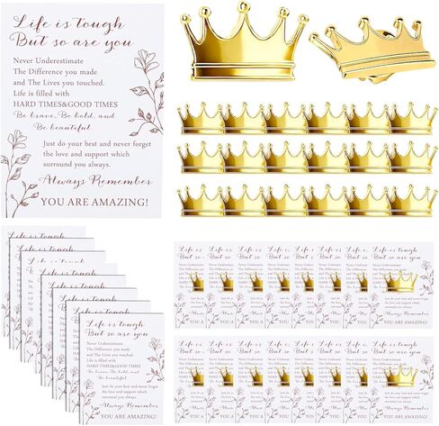 25 Pcs Crown Pin Inspirational Gifts for Women Men with Motivational Cards and Organza Bags, Crown Party Favors, Cancer Awareness Gifts, Back-to-School Supplies in Kuwait