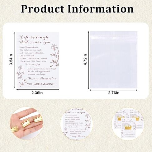 25 Pcs Crown Pin Inspirational Gifts for Women Men with Motivational Cards and Organza Bags, Crown Party Favors, Cancer Awareness Gifts, Back-to-School Supplies in Kuwait