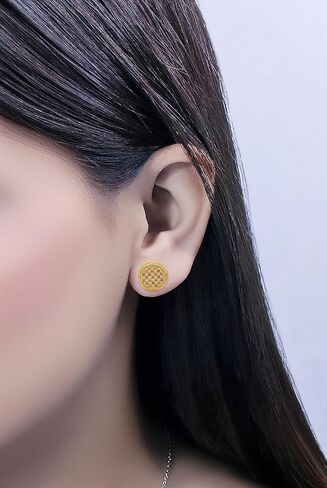 Dazzlingrock Collection 0.15 Ctw Natural Round Yellow Diamond 10.7mm Cluster Studs in Yellow Gold Plated Silver, Screw Back,Unisex Design Ladies,Mens Real Diamond Earrings in Saudi Arabia