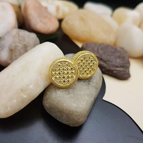 Dazzlingrock Collection 0.15 Ctw Natural Round Yellow Diamond 10.7mm Cluster Studs in Yellow Gold Plated Silver, Screw Back,Unisex Design Ladies,Mens Real Diamond Earrings in Saudi Arabia