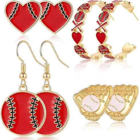 Quelay 4 Pairs Baseball Earrings for Women Baseball Charm Jewelry Accessories Sports Team Gifts for Party Favor in Saudi Arabia