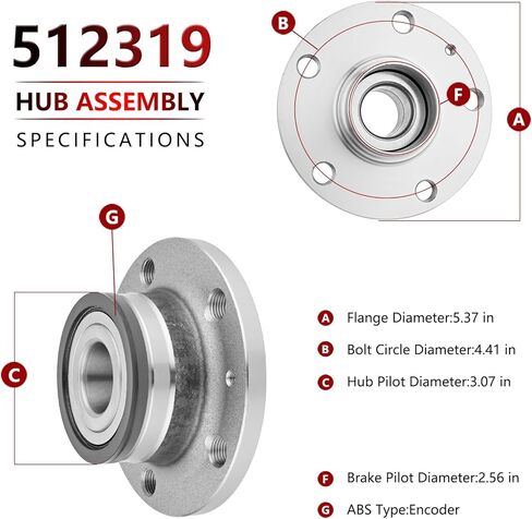 JLEO 512319 (Pair) Rear Wheel Bearing and Hub Assembly for 2005-2018 Volkswagen Jetta,for VW Passat/CC/GTI/Golf/Eos/Beetle/Tiguan/Arteon,for 2008-2010 Audi TT/Q3 in Saudi Arabia