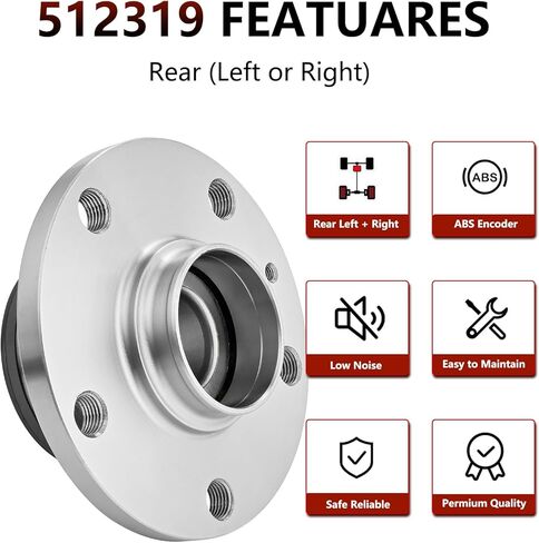 JLEO 512319 (Pair) Rear Wheel Bearing and Hub Assembly for 2005-2018 Volkswagen Jetta,for VW Passat/CC/GTI/Golf/Eos/Beetle/Tiguan/Arteon,for 2008-2010 Audi TT/Q3 in Saudi Arabia