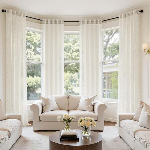 MIULEE Natural Linen Curtains 84 Inch Long 4 Panels Light Filtering Window Drapes with Rod Pocket Back Tab for Living Room Bedroom Farmhouse Decor Cream 42" W x 84" L Inches in Saudi Arabia